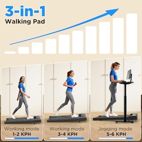 Portable 3-in-1 Walking Treadmill 5% Incline LED Display Home Office Gym