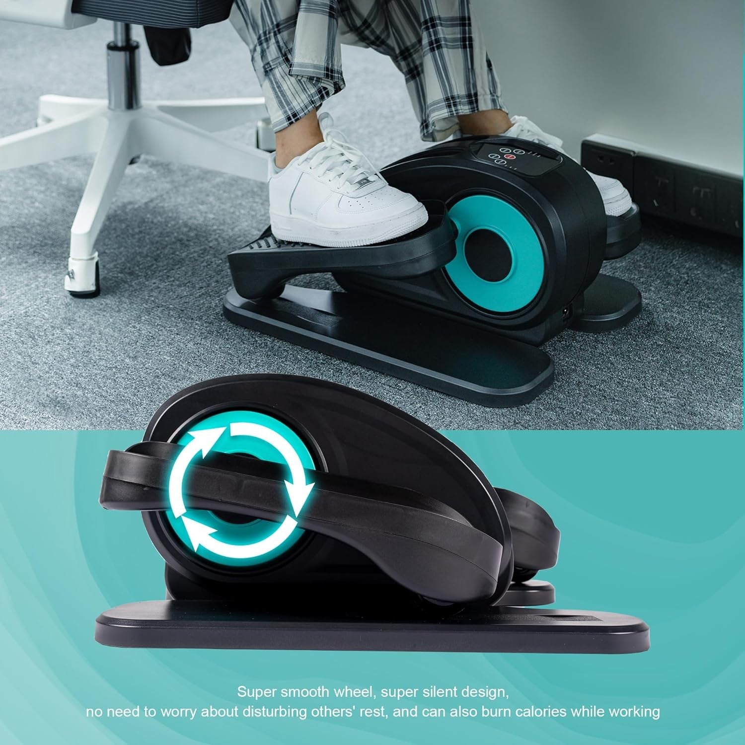 Under Desk Electric Elliptical Pedal Exerciser Quiet Remote LED Seated Trainer