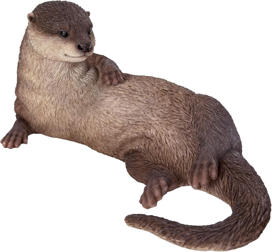 Realistic Laying Otter Garden Ornament Resin 30cm Wildlife Outdoor Decor