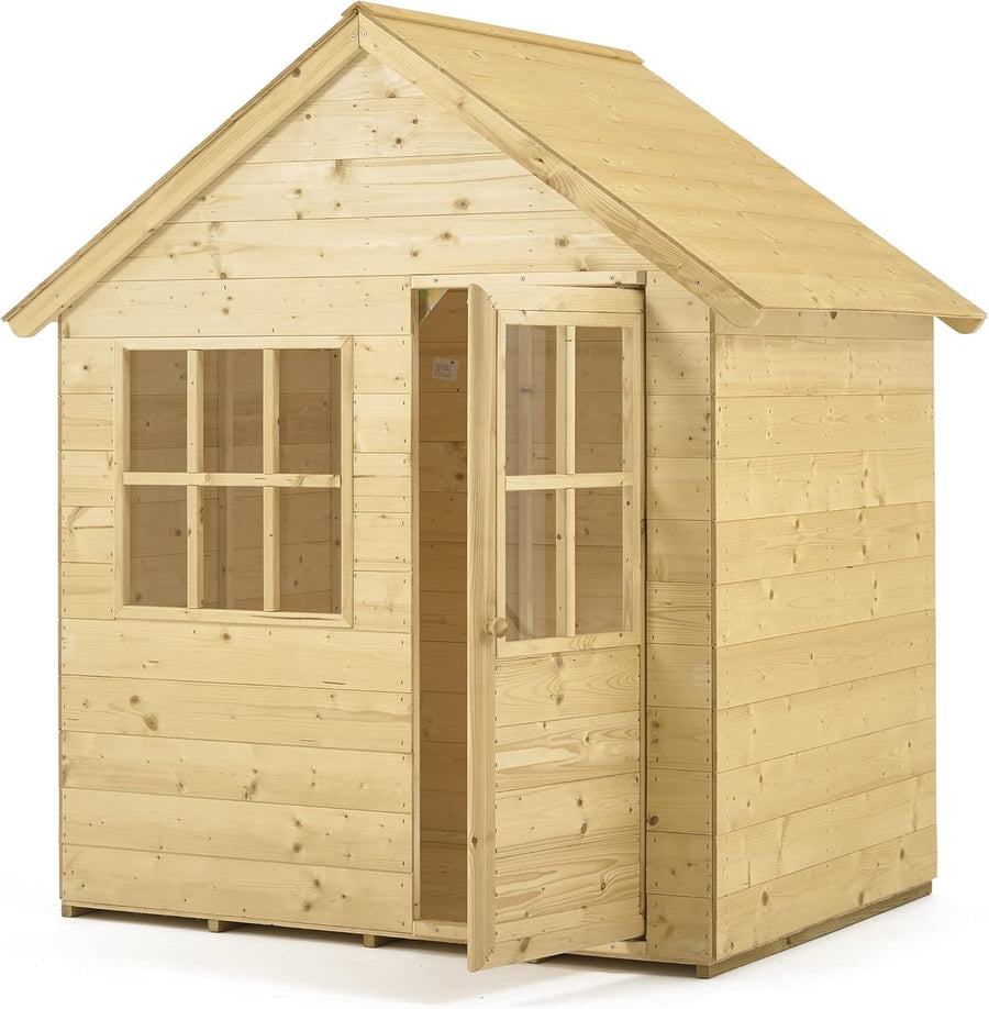 Wooden Kids Playhouse Outdoor Garden Wendy House w Veranda Floor Roof
