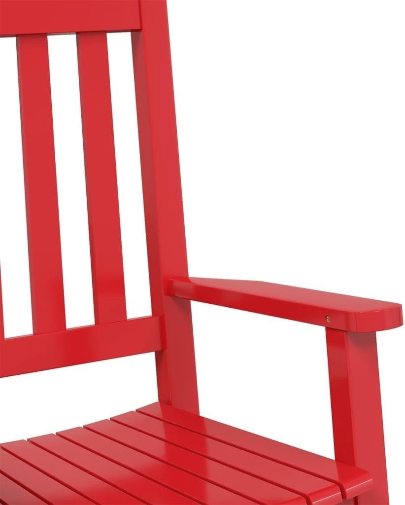 Red Wooden Rocking Chairs for Kids – Safe, Durable, Indoor/Outdoor Use, 2 Pack
