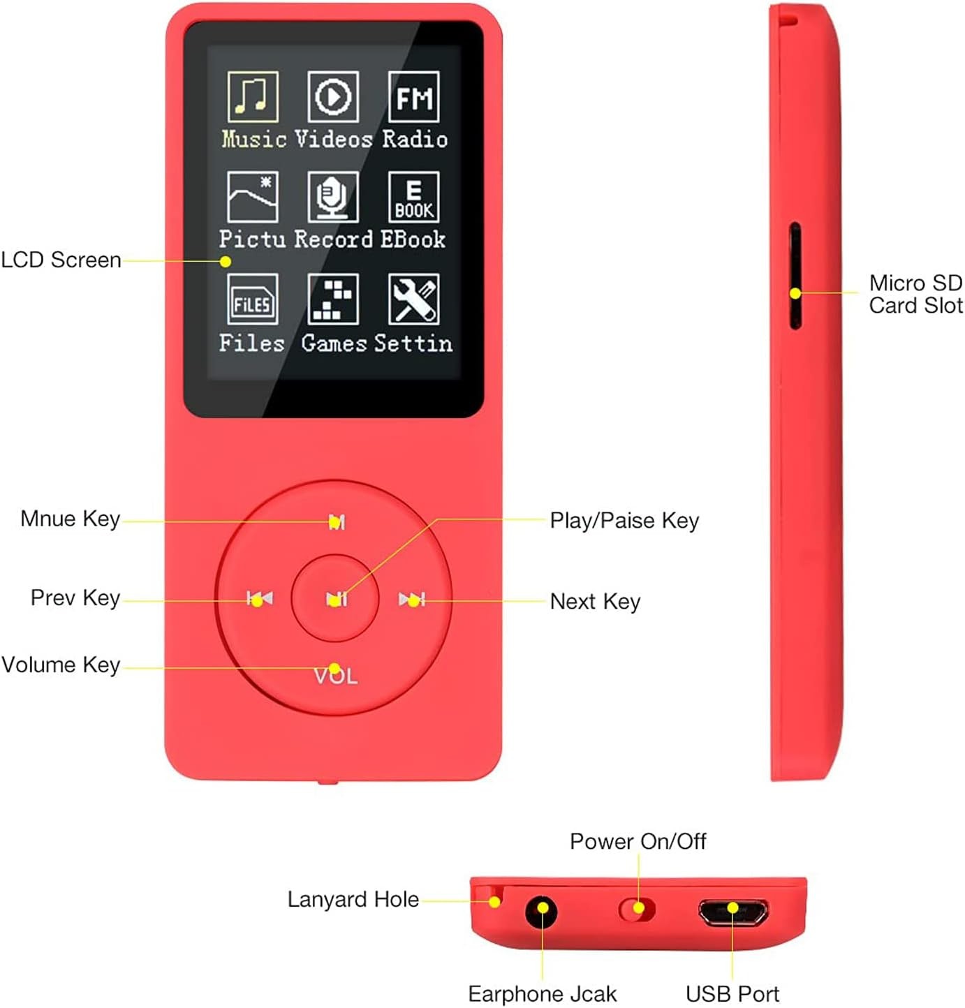 8GB MP3/MP4 Digital Music Player Portable FM Radio Voice Recorder