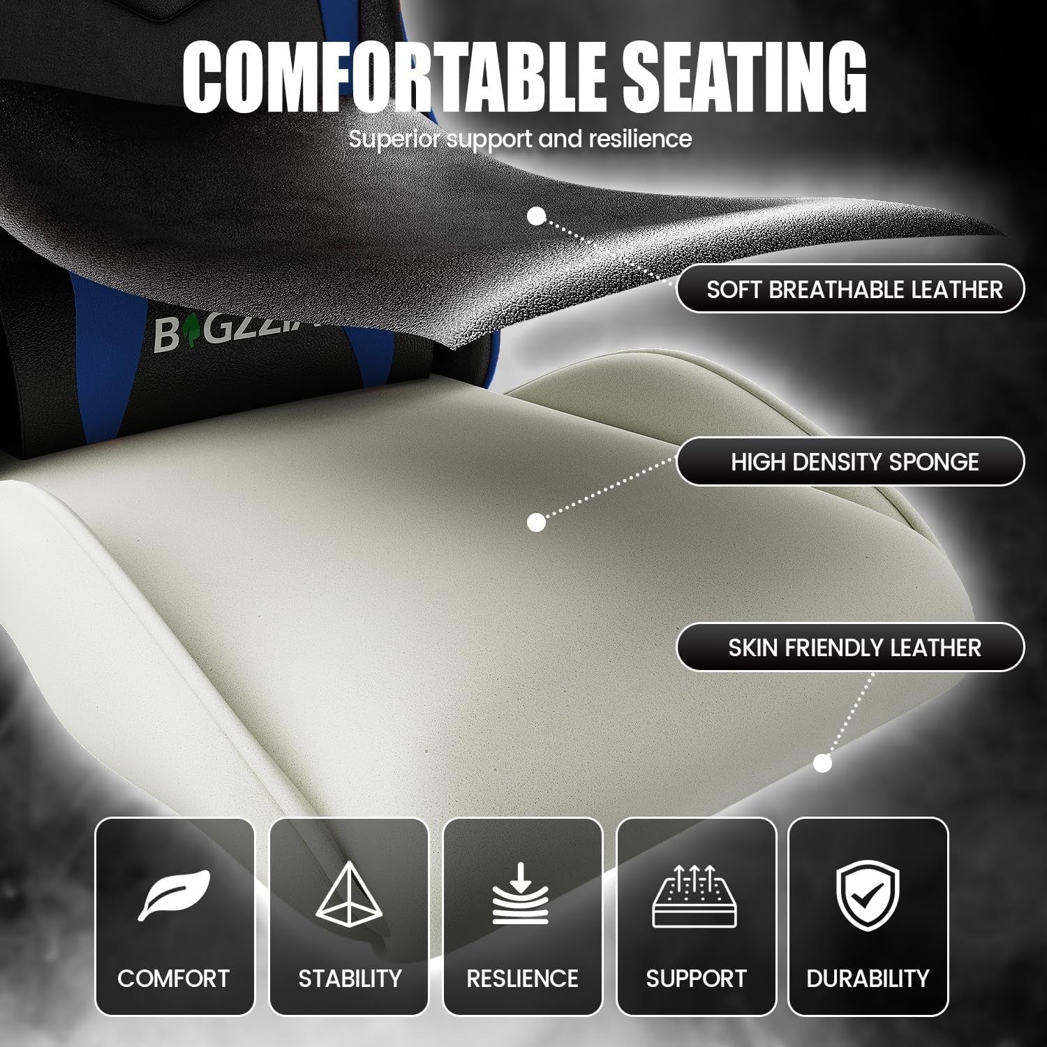 Ergonomic Gaming Chair PU Leather Office Chair w/ Pillow