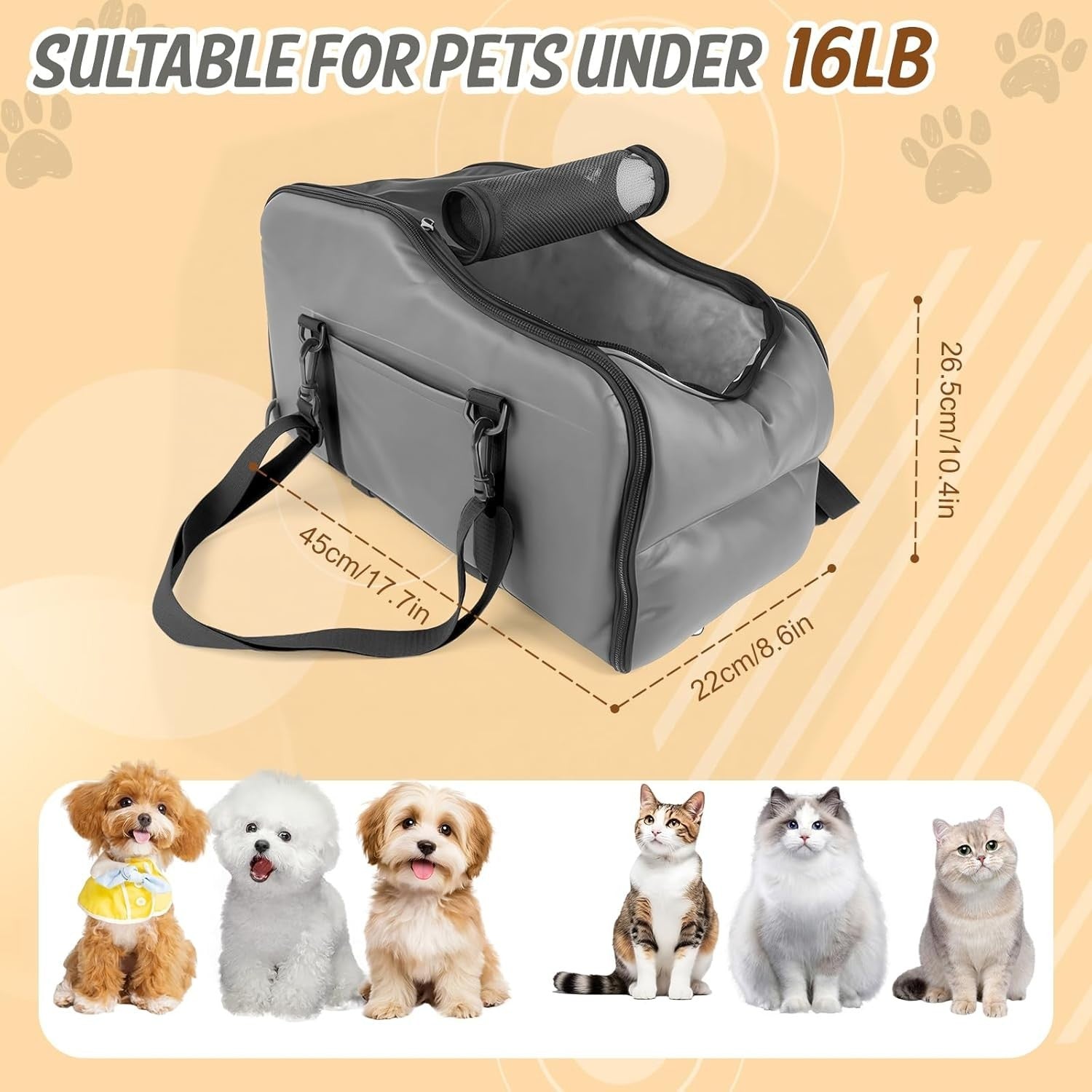 Washable Dog Car Seat Booster Console Carrier Waterproof Foldable Pet Travel Bag
