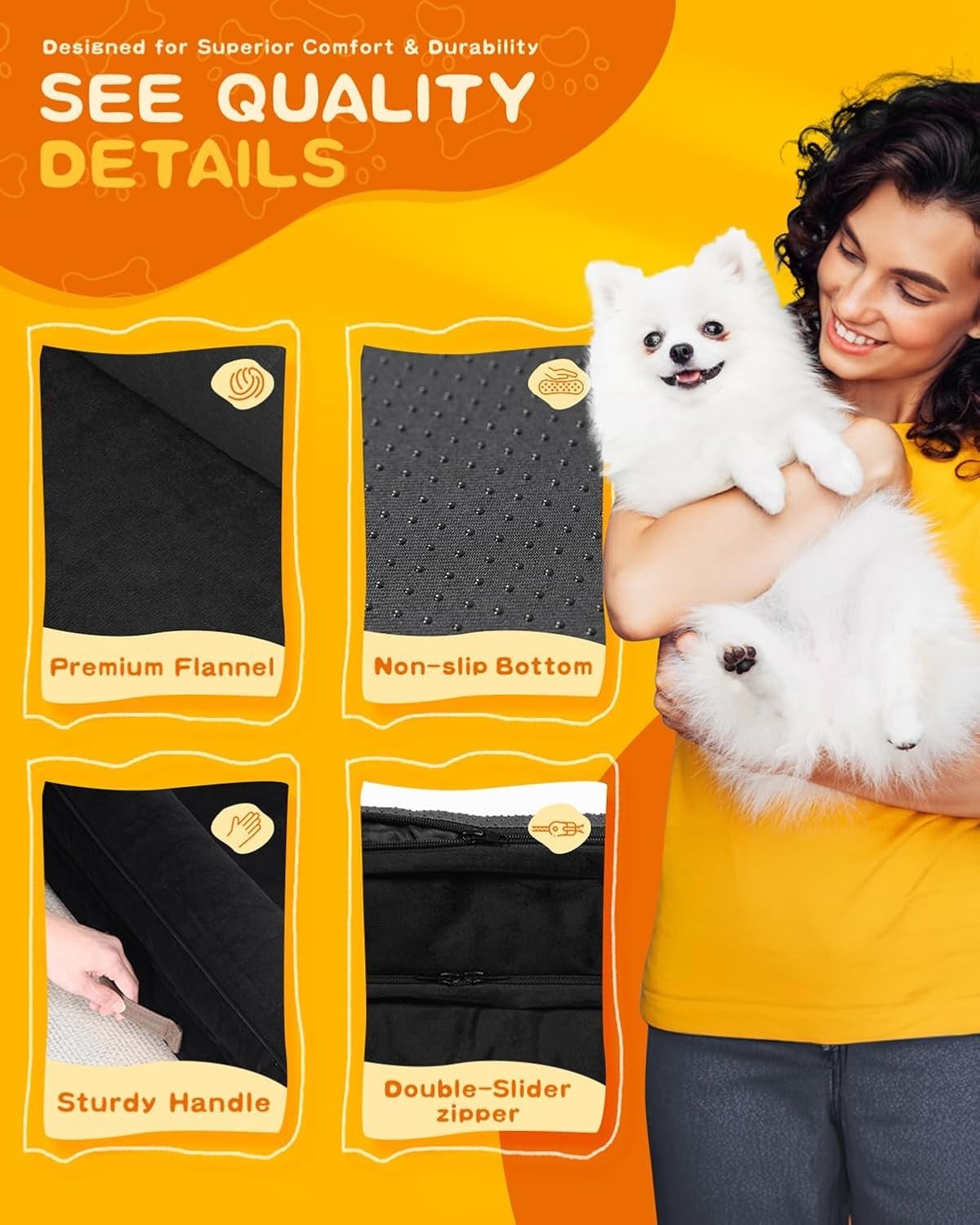 137x91cm XXL Orthopedic Waterproof Dog Bed Washable Bolster