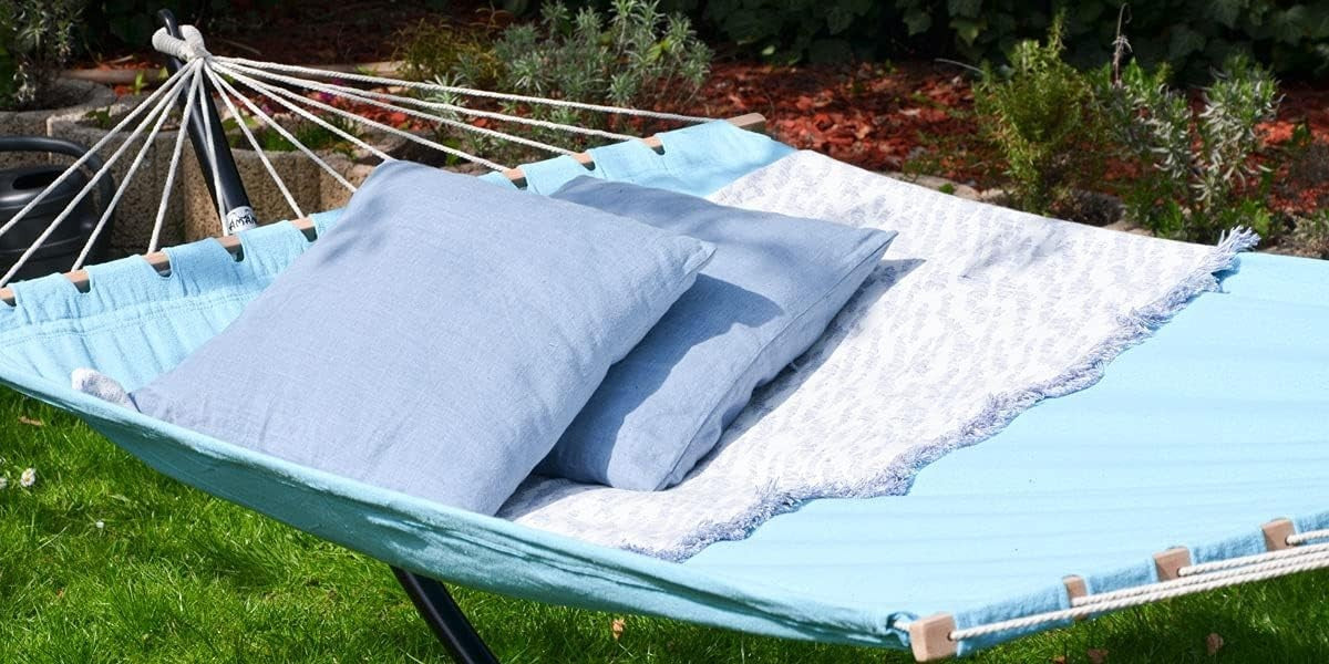 Double Hammock for 2 Adults with Spreader Bars | XXL Cotton Bed 200x120cm