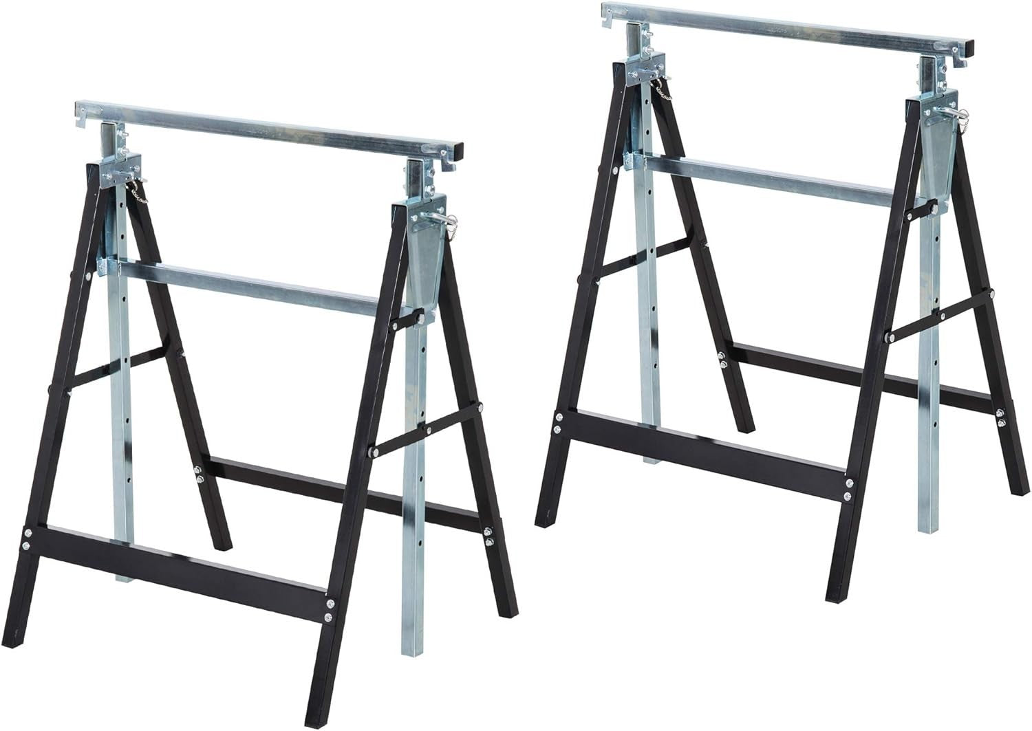 2x Adjustable Telescopic Sawhorse Folding Steel Trestle Work Bench 80–130cm