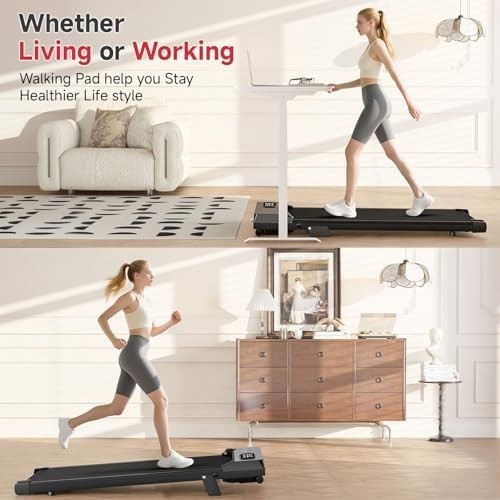 Under Desk Walking Pad Treadmill 7% Incline LED Remote 1-8KM/H