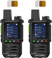4G LTE PoC Walkie Talkies 2 Pack Unlimited Range PTT Radio SIM