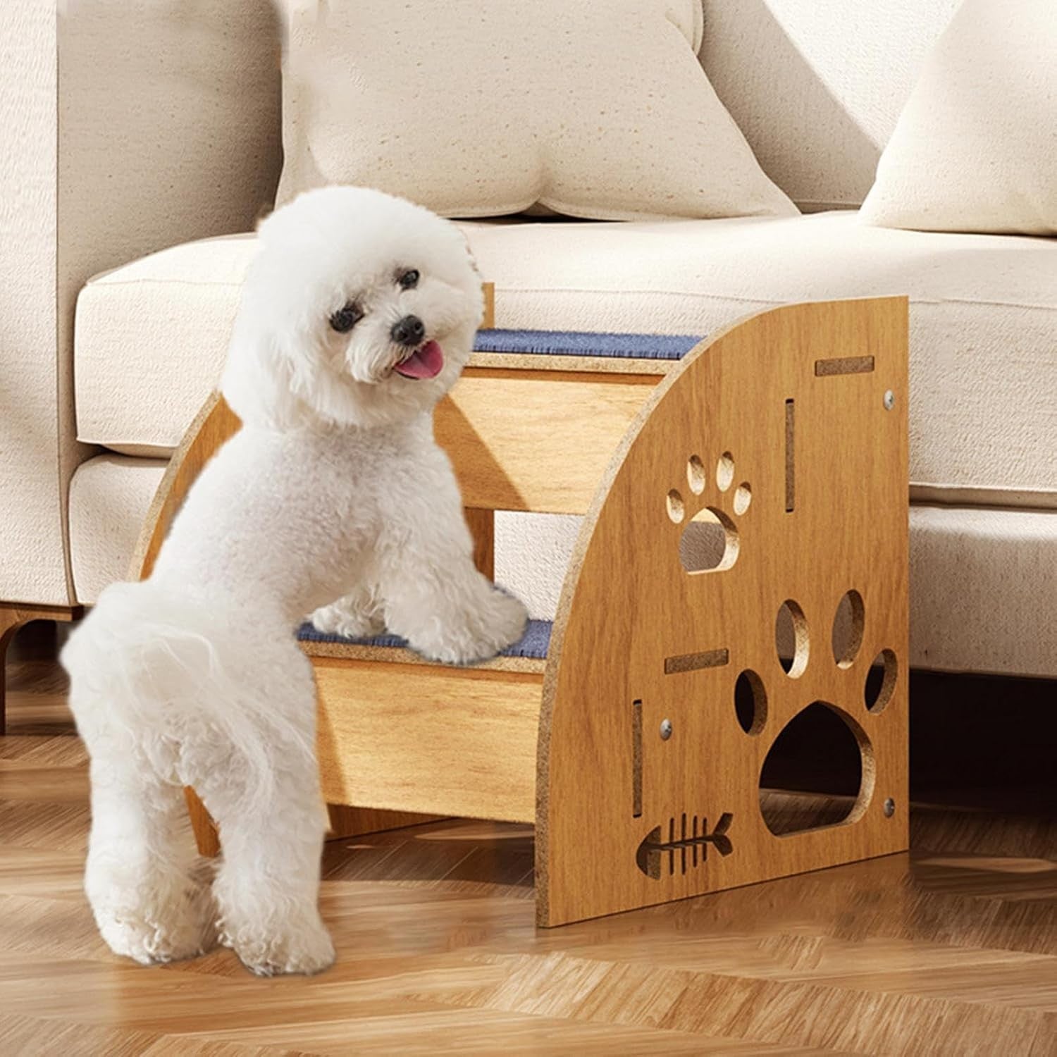Wooden Pet Stairs for Bed Non Slip Dog & Cat Steps Indoor