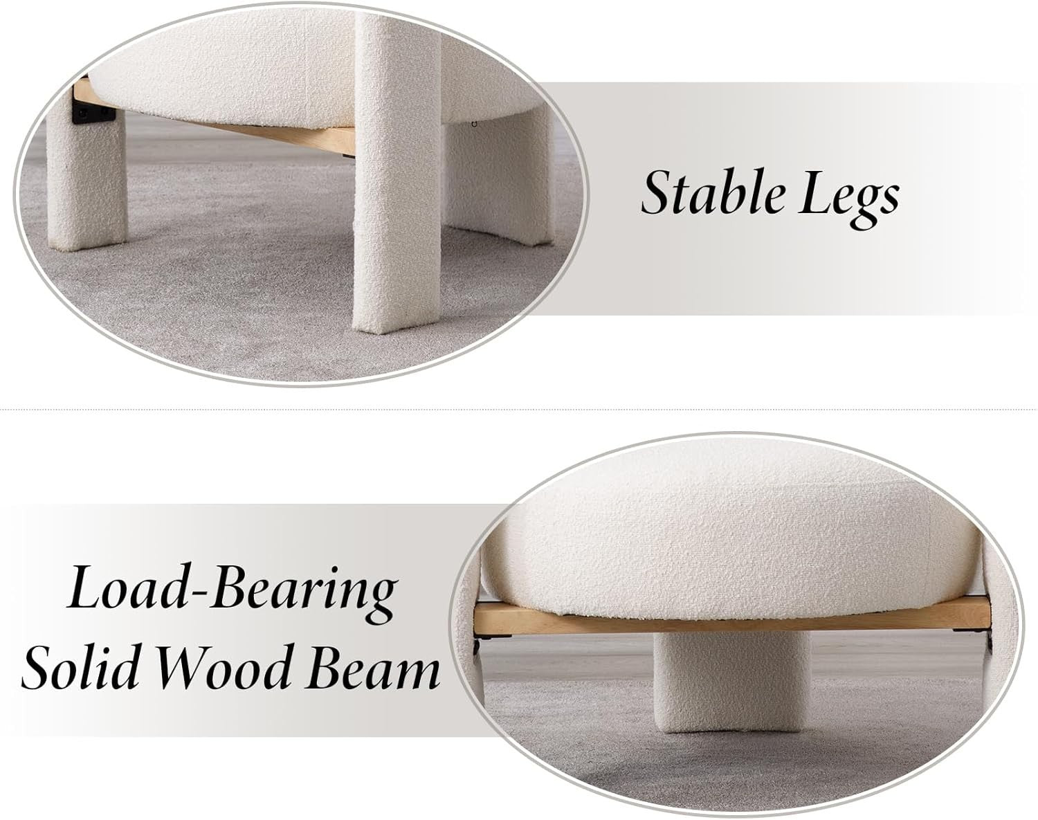 White Faux Fur Accent Armchair – Semi-Circle Modern Lounge Chair for Bedroom