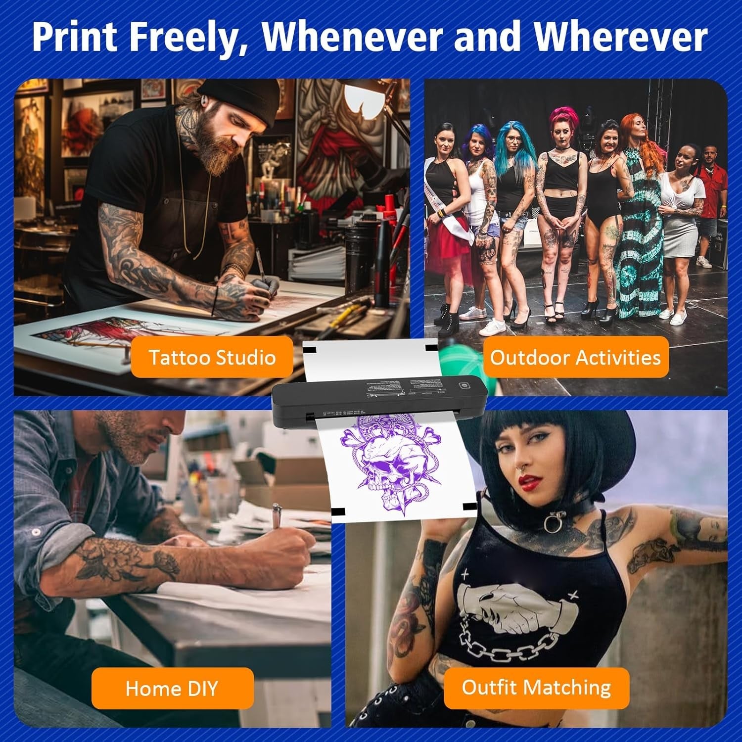 White A4 Tattoo Stencil Printer 2600mAh Wireless Bluetooth