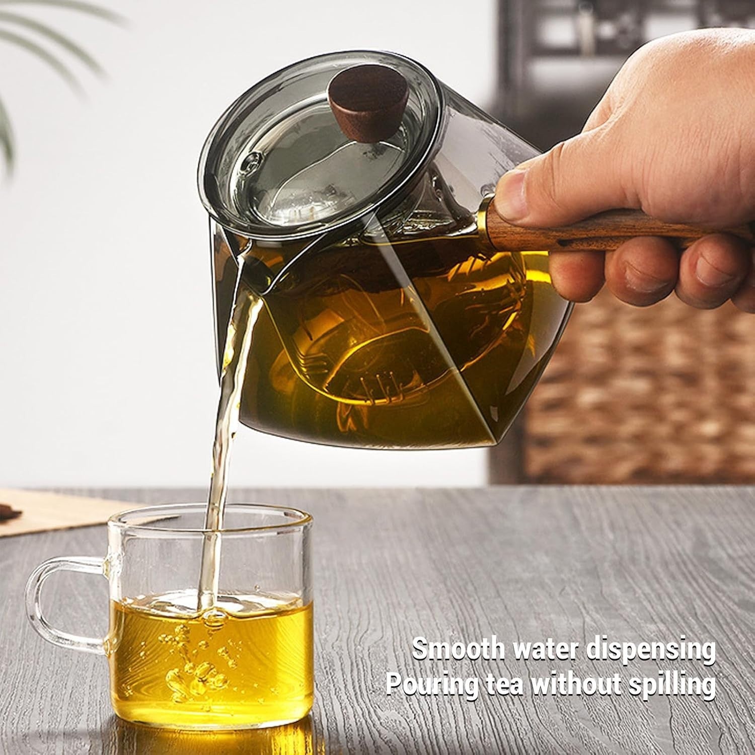 500ml Borosilicate Glass Teapot with Wood Handle Tea Pot Infuser
