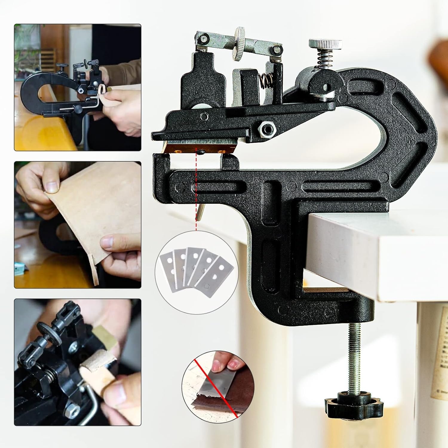 Manual Leather Skiver Splitter Adjustable Thickness Skiving Tool Craft Machine