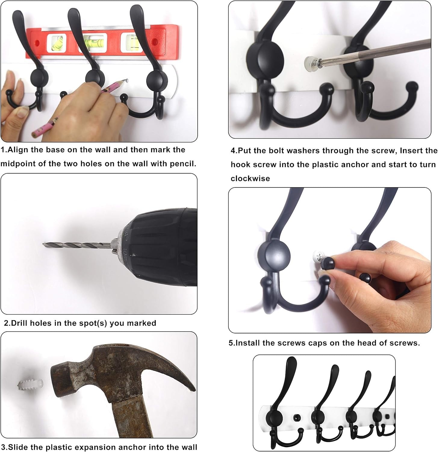 75cm Wall Mounted Coat Rack with 8 Hooks | Antique Copper Hook Rail Hanger