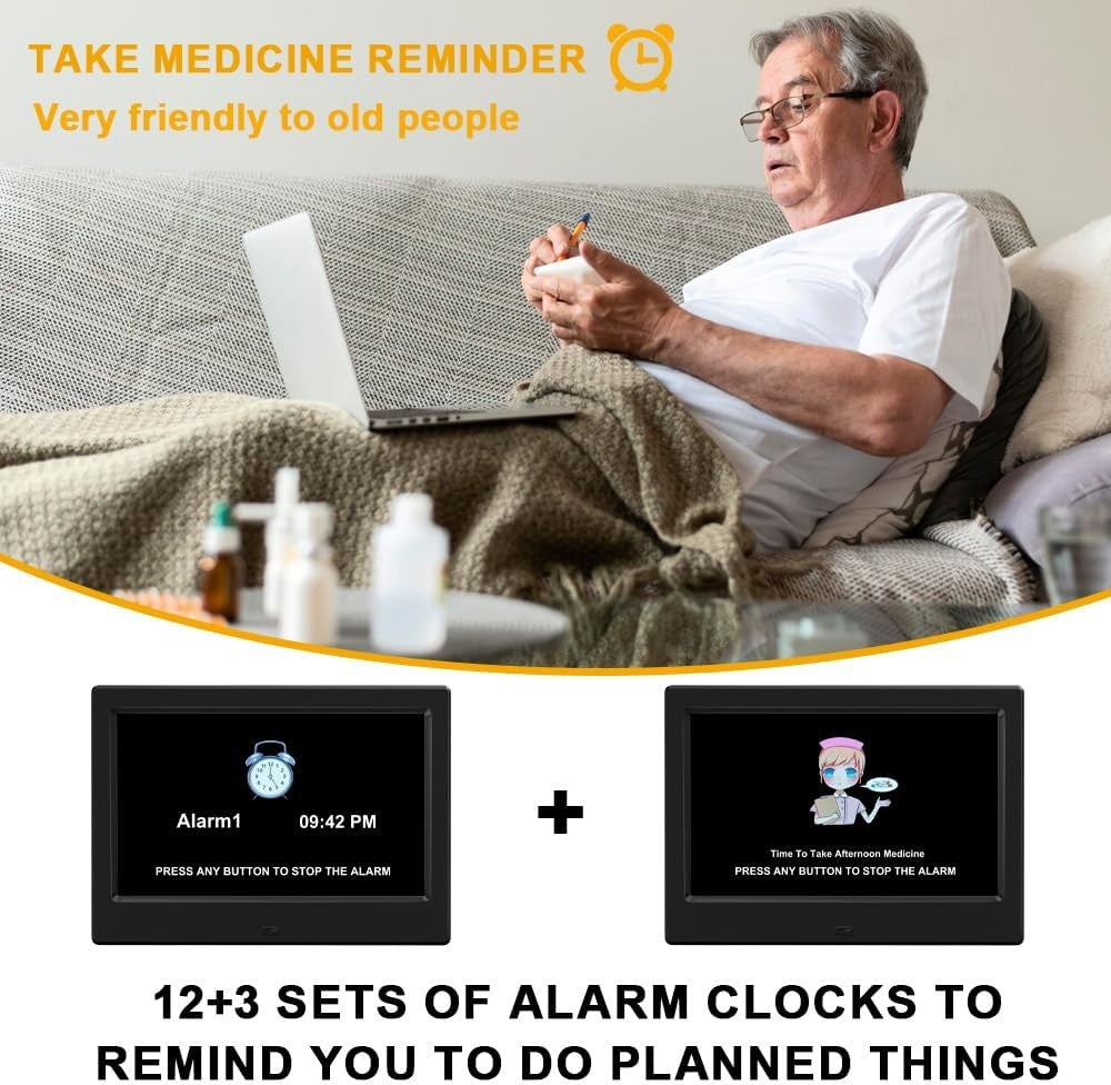 Digital Calendar Alarm Clock Day Date Time Large Display Auto Dim Elderly