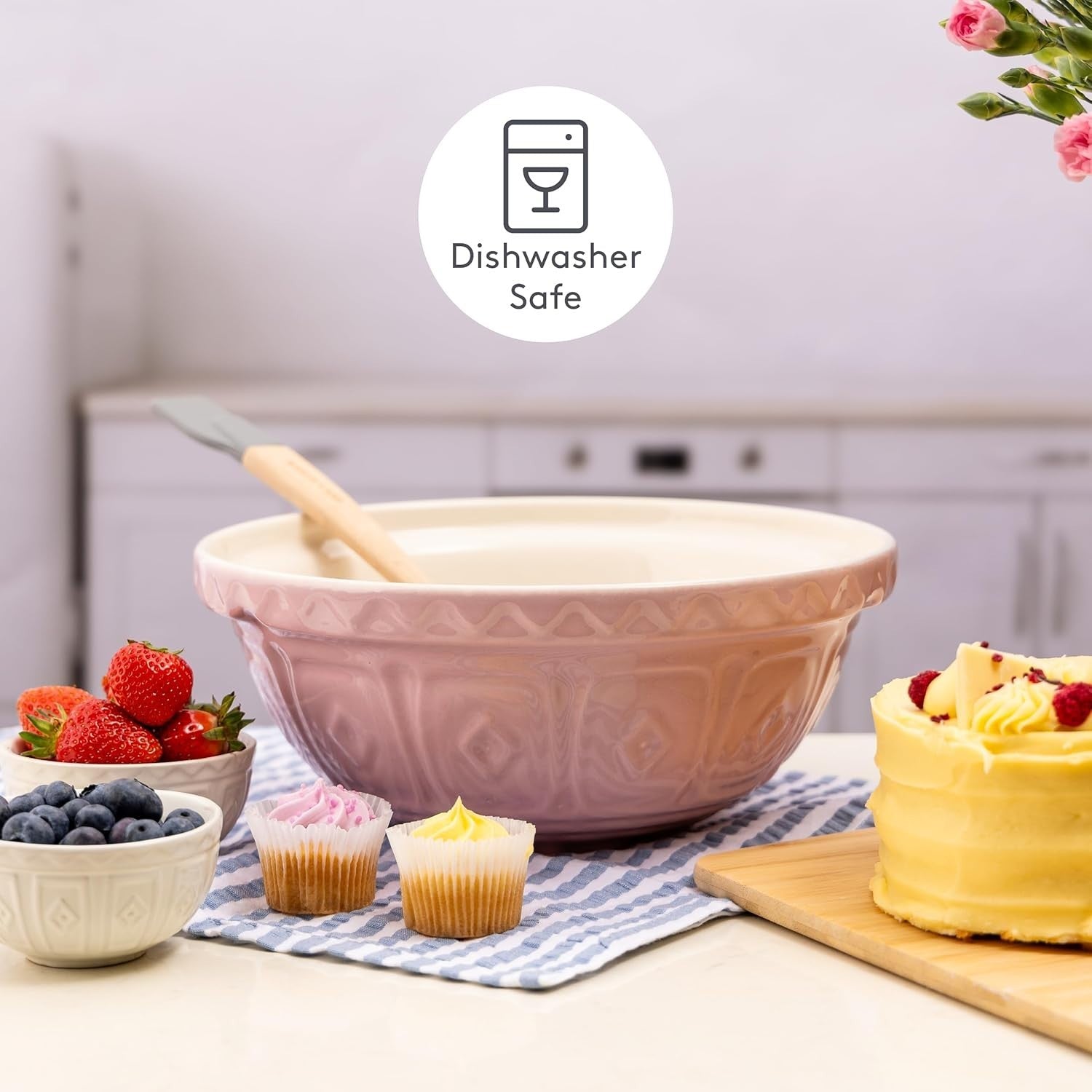 2.7L Earthenware Mixing Bowl 26cm Classic Grip Baking Bowl