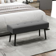 Grey Corduroy End of Bed Bench with Thick Padding & Steel Legs, Living Room