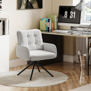 Grey Chenille Swivel Accent Chair Tub Vanity Desk Armchair