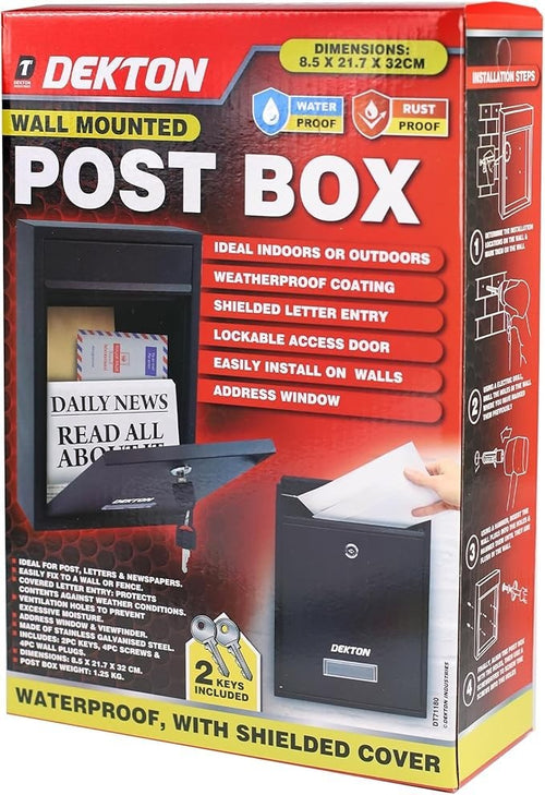 Secure Wall-Mount Mailbox Lockable Waterproof Steel Post Box Large Capacity