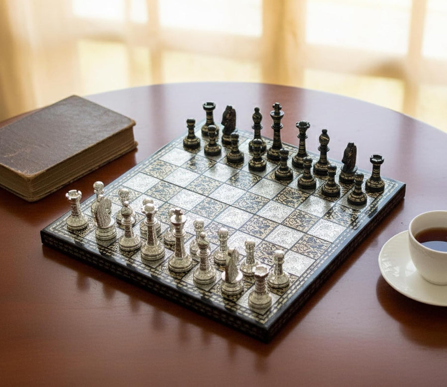 Luxury Brass Chess Set 31cm Board Handcrafted Metal Pieces Premium Gift