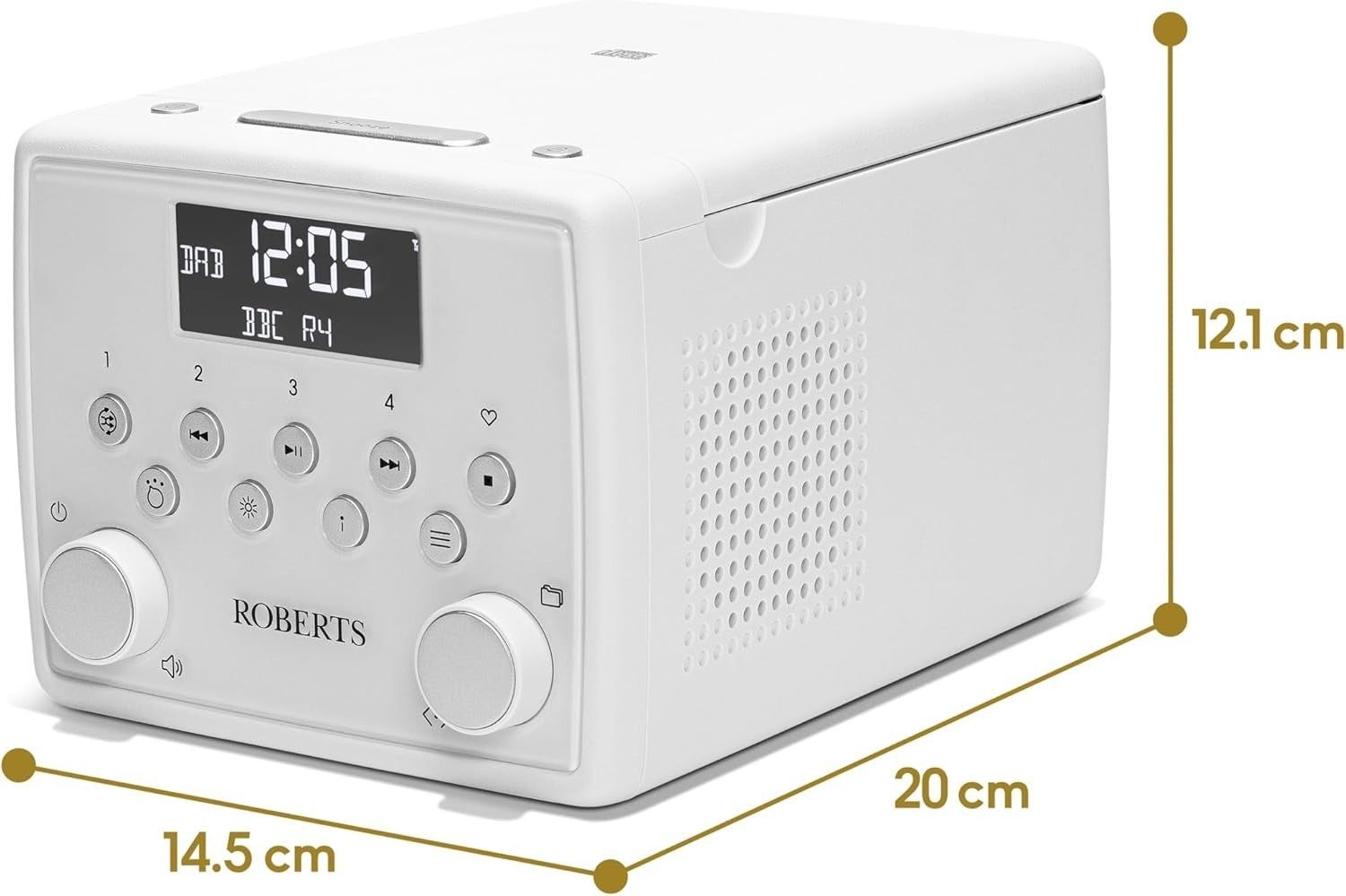 FM/DAB/DAB+ Digital Radio with Bluetooth, CD Player & Alarms – White