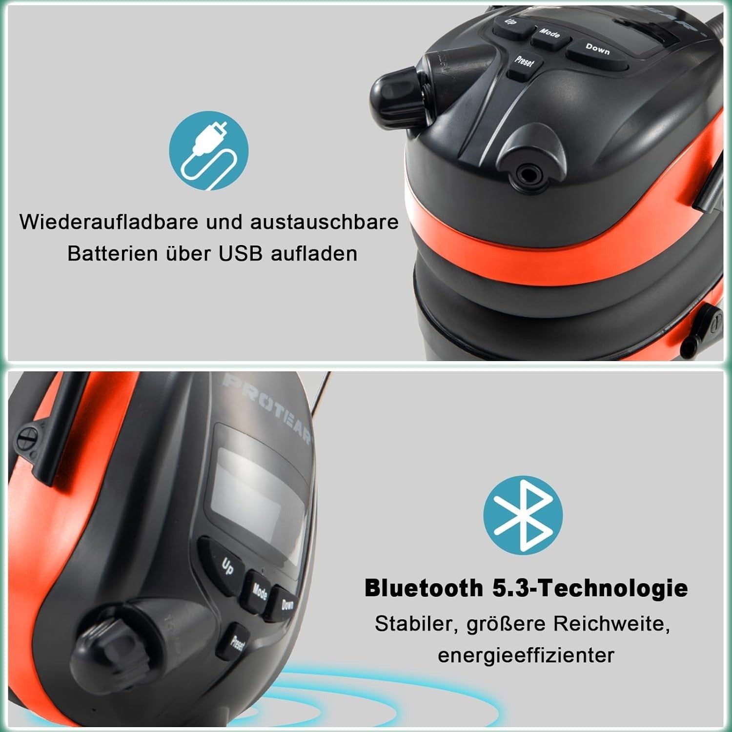 Bluetooth 5.3 Ear Defenders with DAB+/FM Radio & SNR 30dB Safety