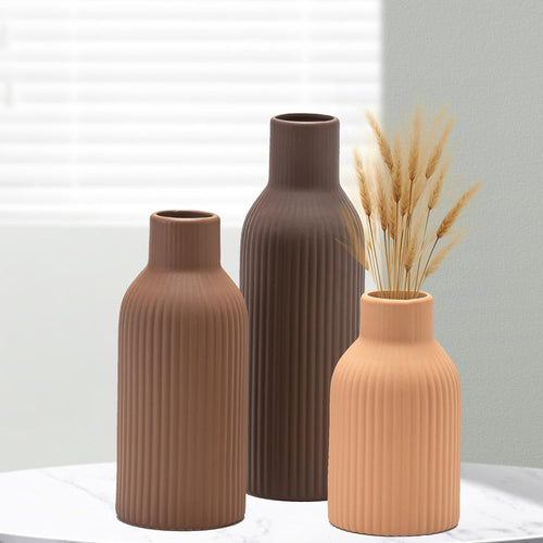 Ceramic Vase Set of 3 Farmhouse Pampas Grass Vases Boho Home Decor