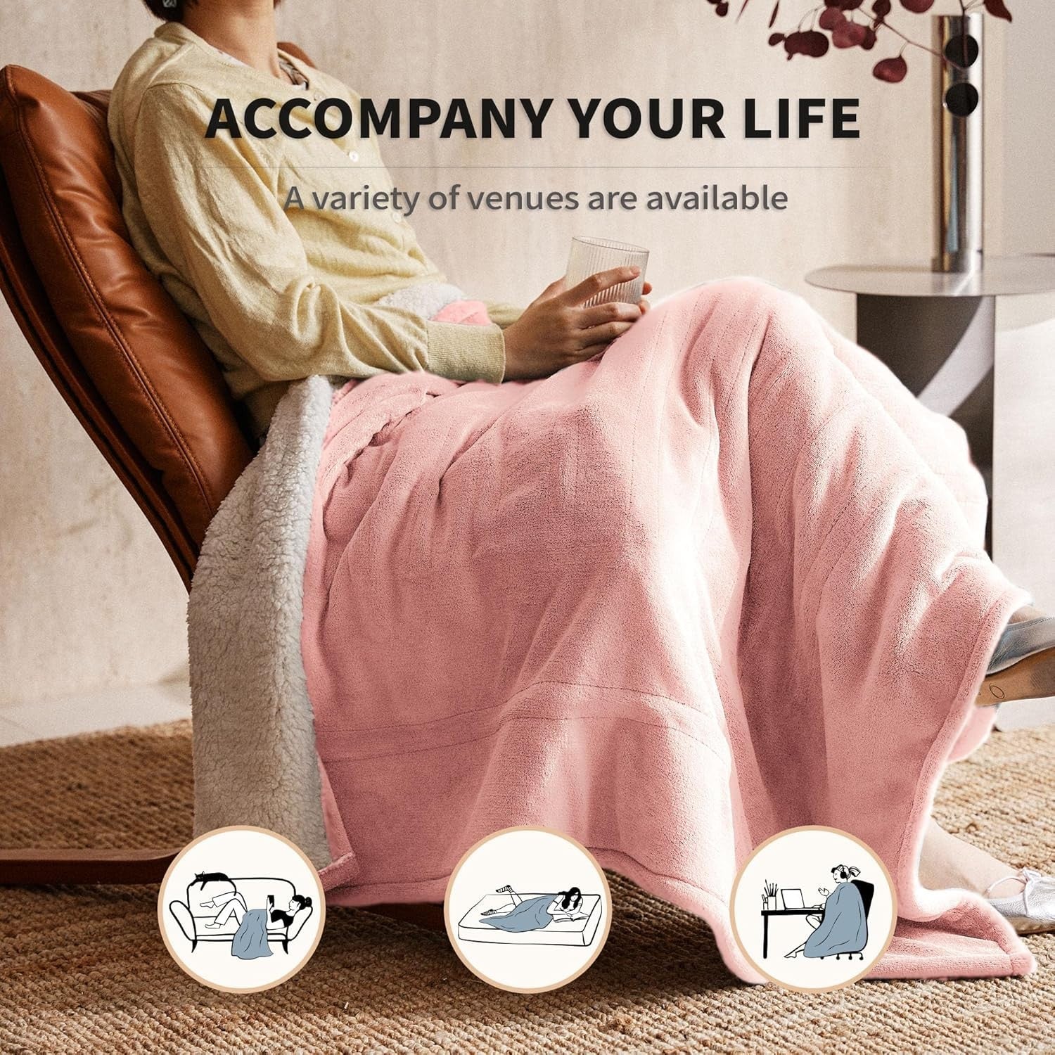 Electric Heated Throw Blanket 130x160cm 6 Heat Timer Washable Sofa Bed