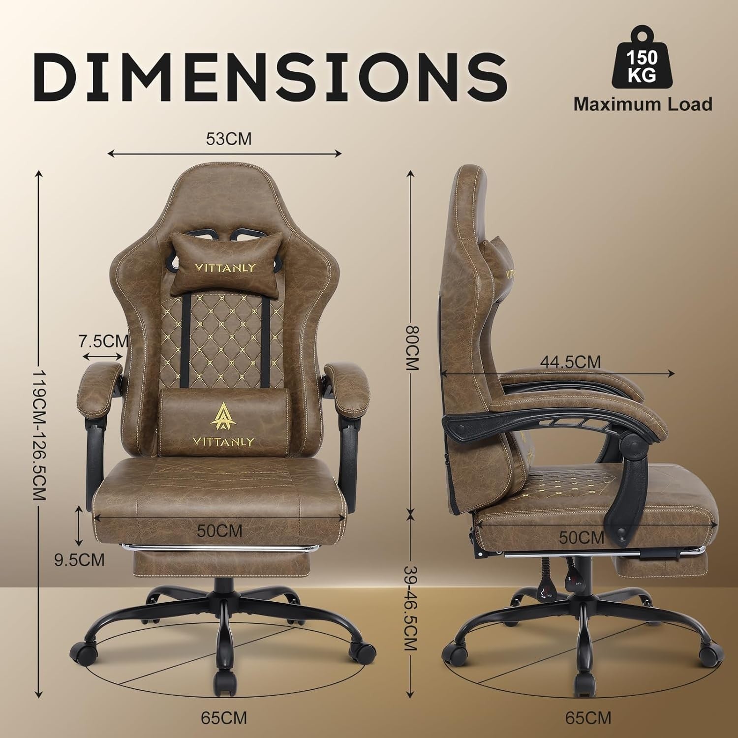 Reclining Gaming Chair with Footrest Pocket Spring Brown