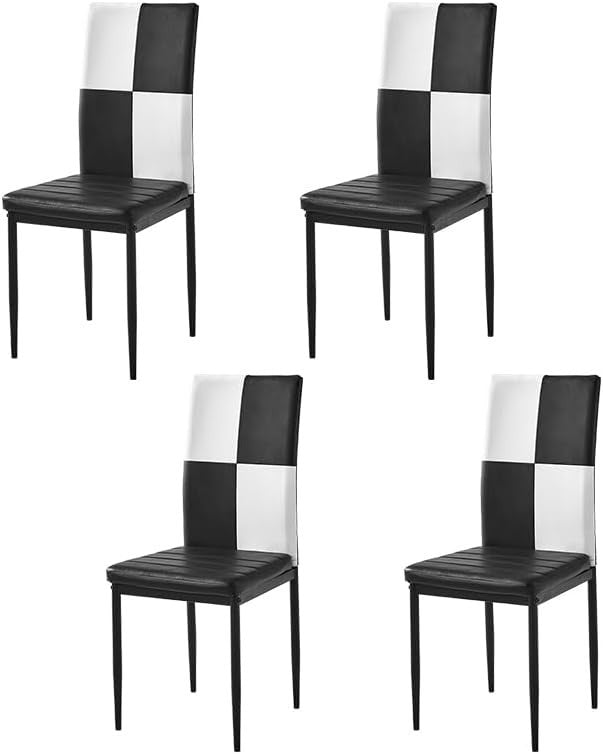 Modern 5-Piece White Dining Table & 4 Black & White PU Leather Chairs Set
