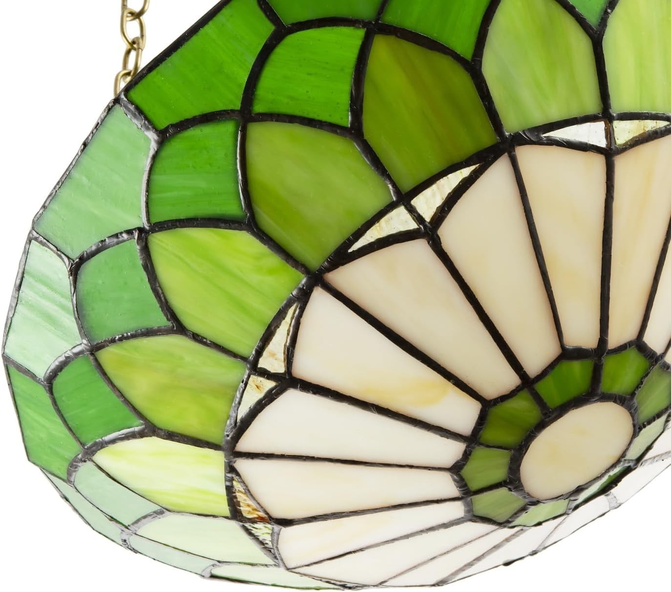 Tiffany Pendant Lamp Shade Amber Green Stained Glass Dome 30cm