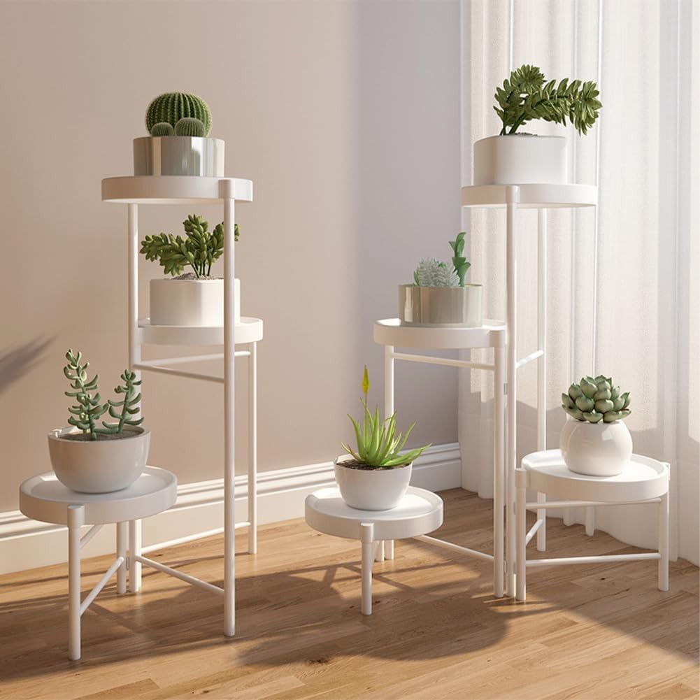 4 Tier White Metal Plant Stand Indoor Outdoor Flower Pot Display Rack Corner She