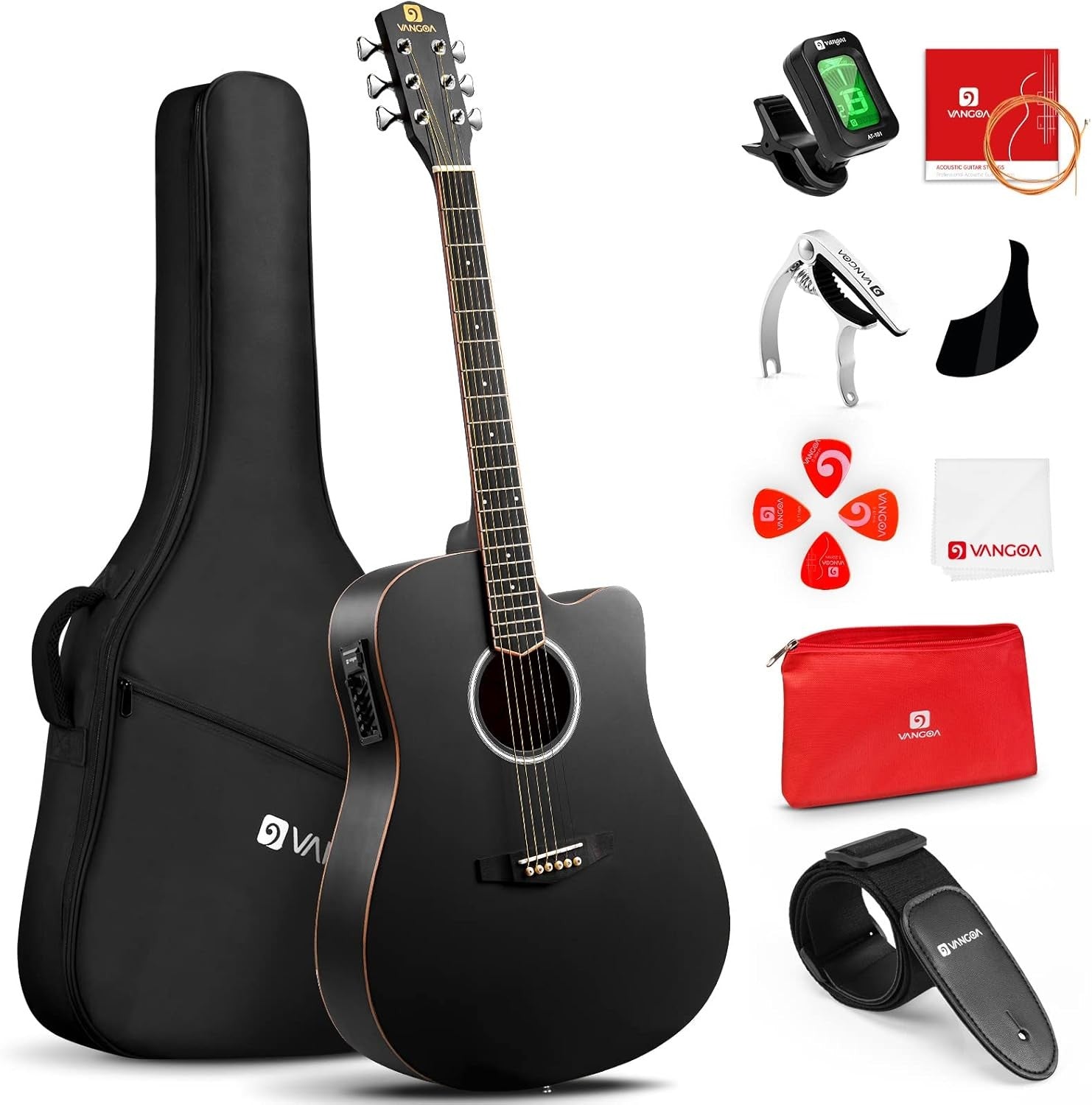 Electro Acoustic Guitar 41in Cutaway 4 Band EQ Black