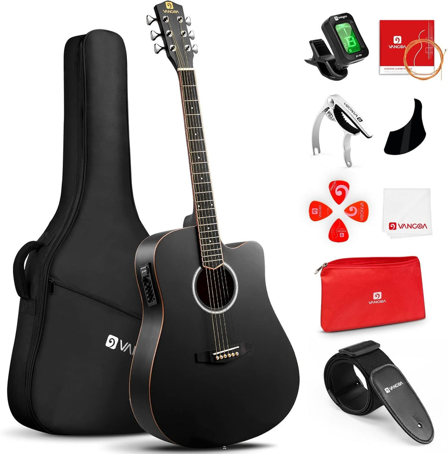 Electro Acoustic Guitar 41in Cutaway 4 Band EQ Black