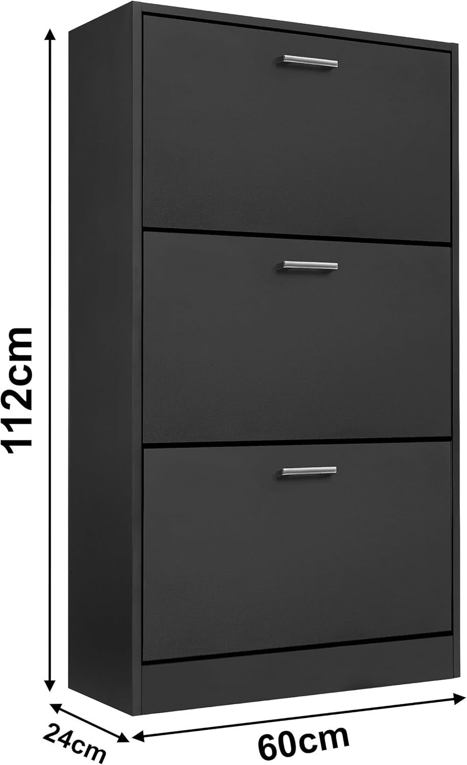 3 Tier Shoe Storage Cabinet Space Saving Organiser with Pull Down Drawers