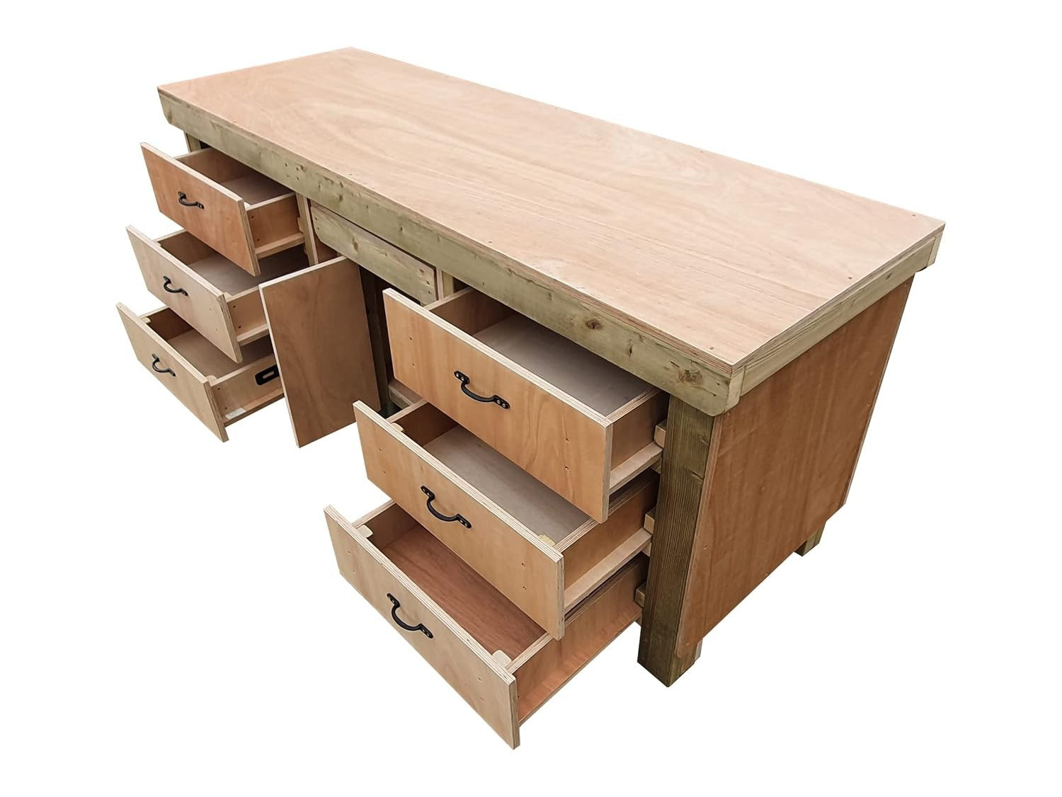 7ft Heavy Duty Wooden Workbench with Drawers & Lockable Cupboard – 18mm Top