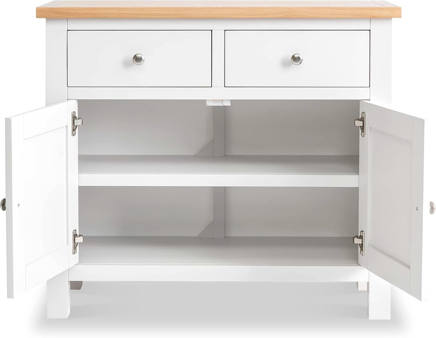 White Small Sideboard Storage Cabinet 2 Drawer 2 Door Solid Wood Durable
