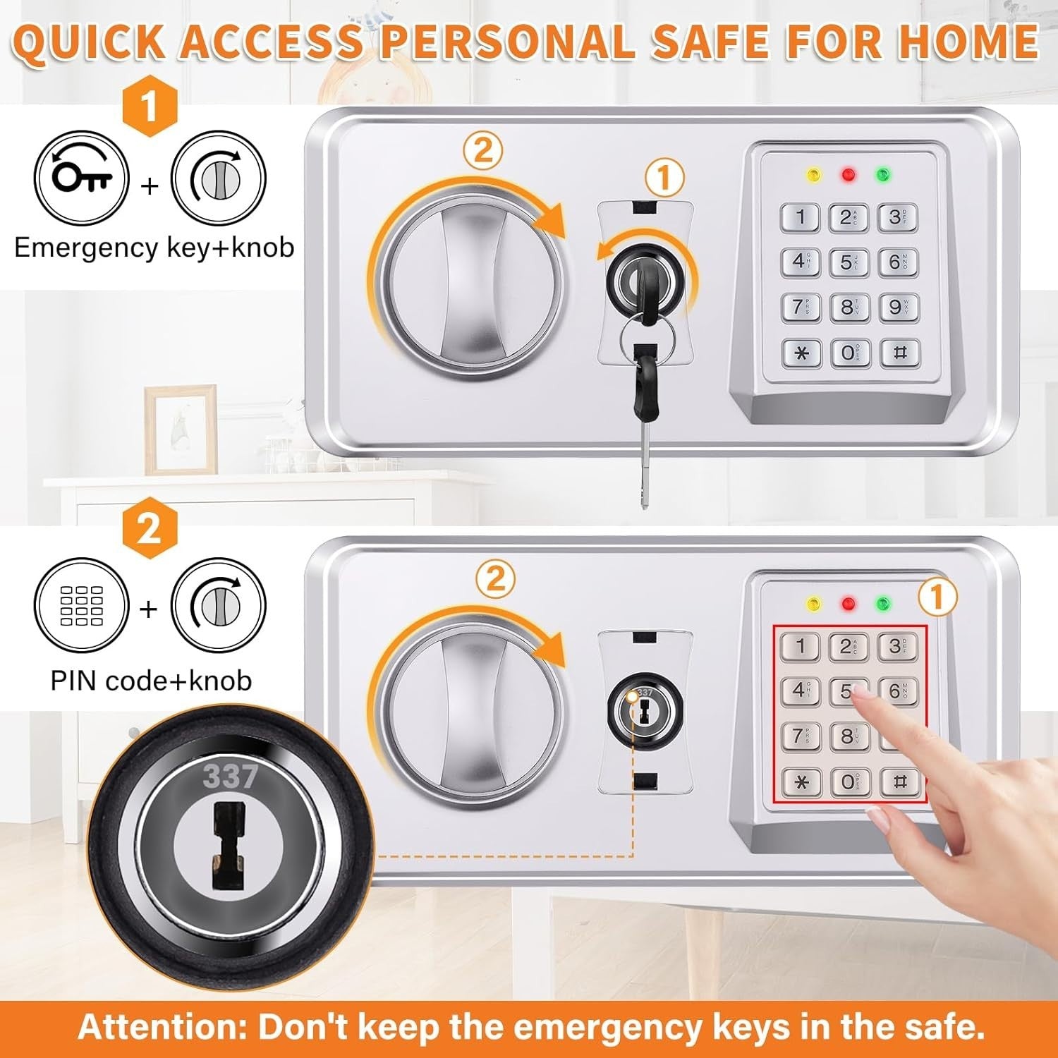 64L Digital Safe Box A4 Document Safe Alarm Security Cabinet Lock