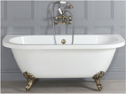 White Double Ended Back to Wall Bath 1685x780mm Gold Ball Claw Feet