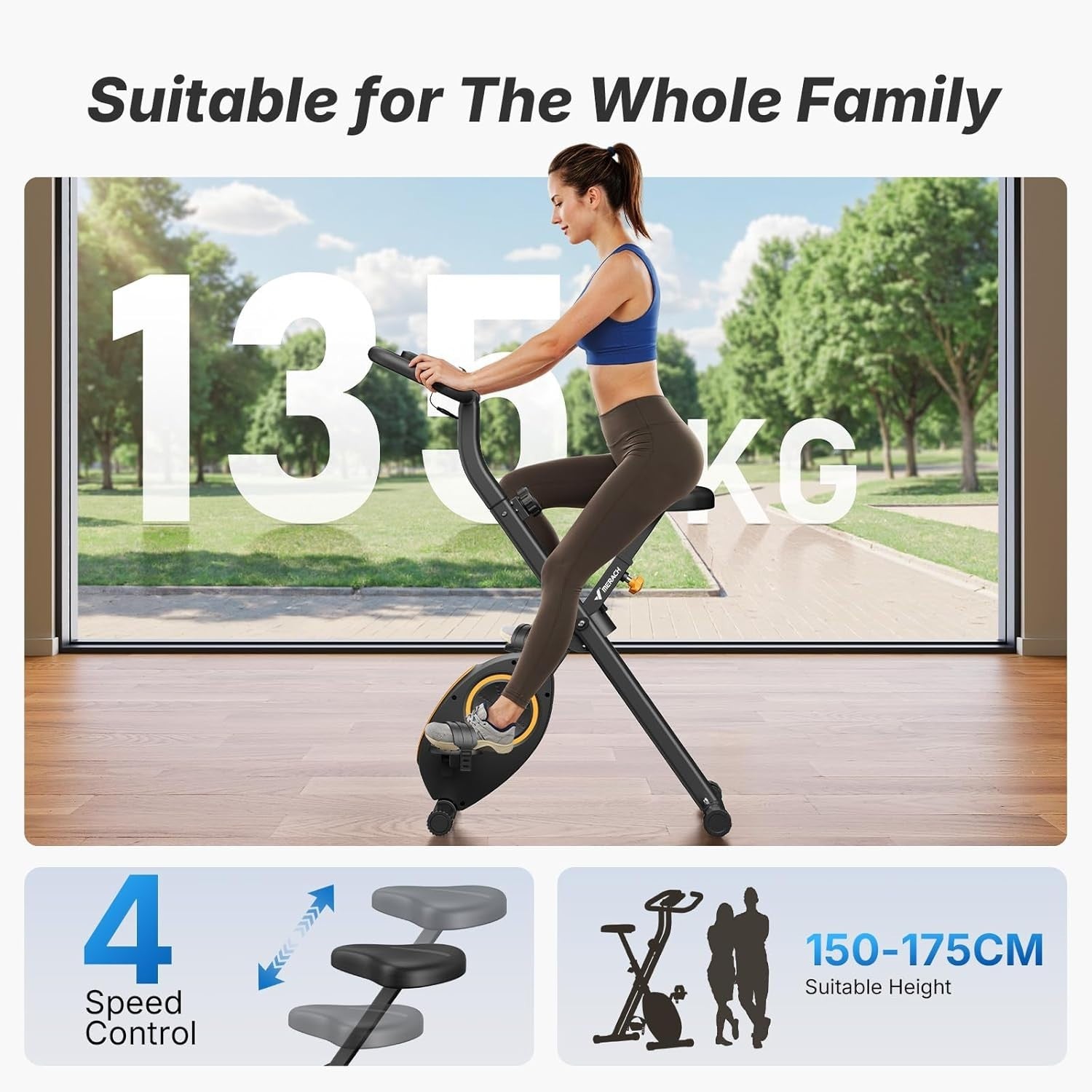 Compact Foldable Exercise Bike w/ 16-Level Magnetic Resistance & LCD Display