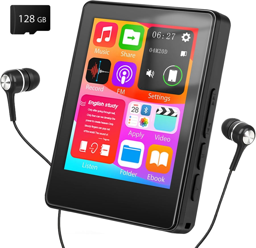 128GB MP3 Player Bluetooth 2.4" Touch Screen FM Radio