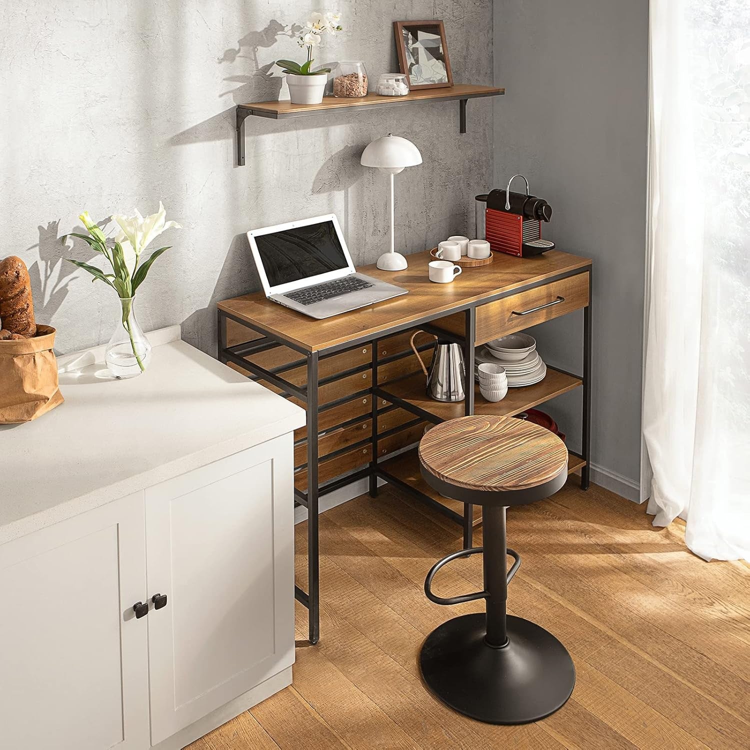 Kitchen Island Trolley on Wheels Worktop Storage Cart Drawer Shelves