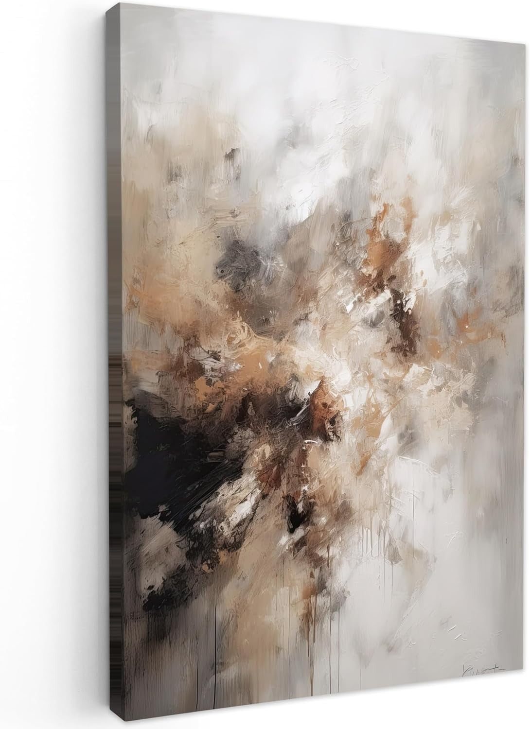Abstract Beige Framed Canvas Wall Art 40x60cm Modern Living Room
