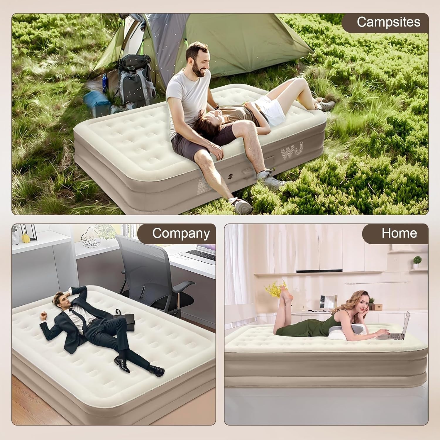 King Inflatable Air Mattress w/ Built-in Pump & LED Camping Light