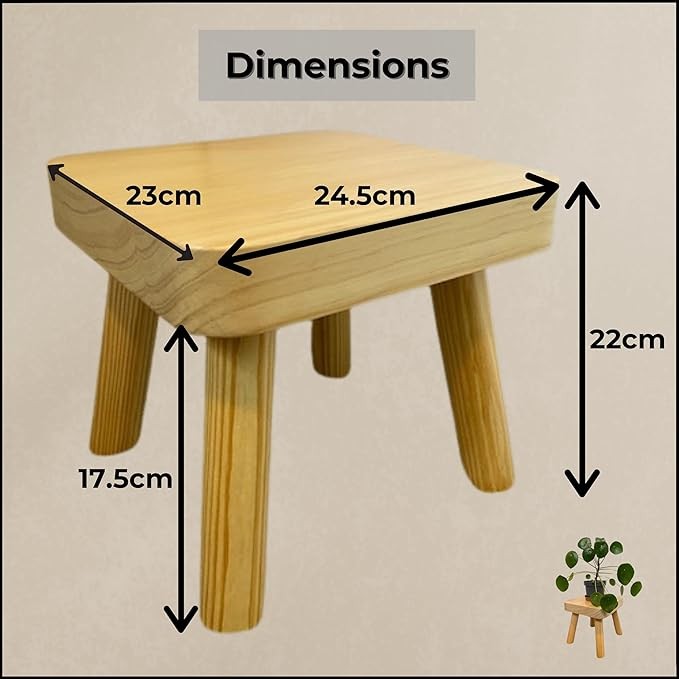 Small Wooden Plant Stand Stool Rustic Side Table Indoor Flower Pot Holder
