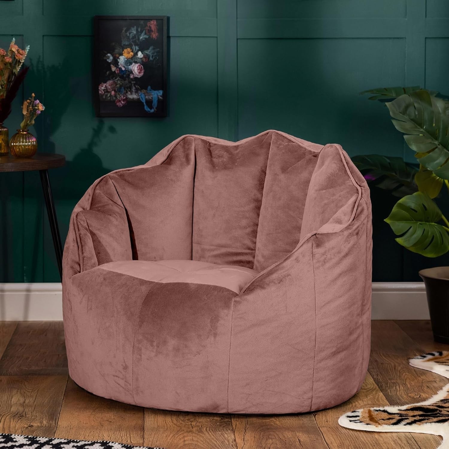Velvet Bean Bag Chair Large Adult Seat Sofa Dusk Pink Home Lounge Comfort