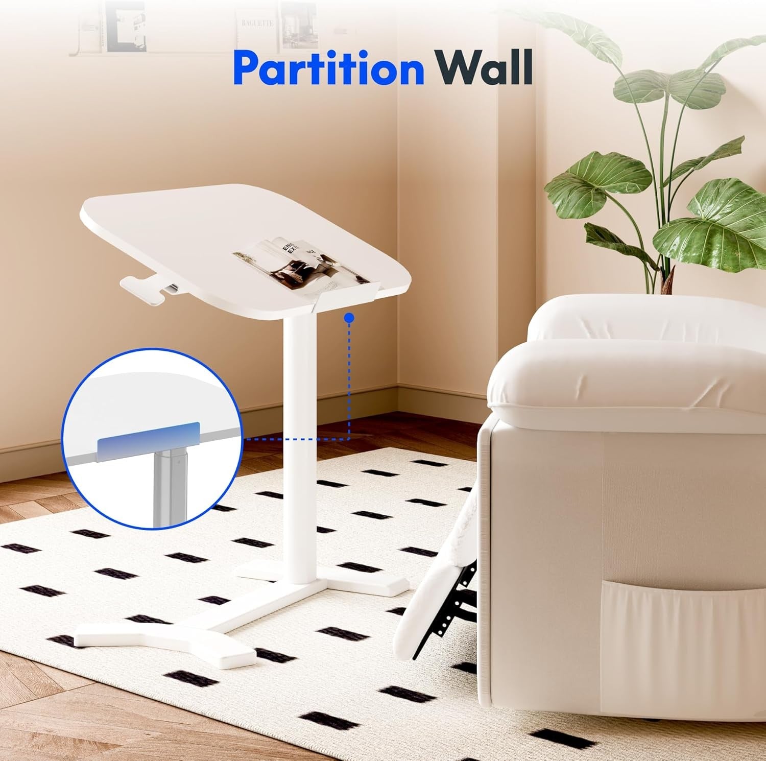 Standing Desk Adjustable Overbed Table Sit Stand Laptop Desk 60x40cm