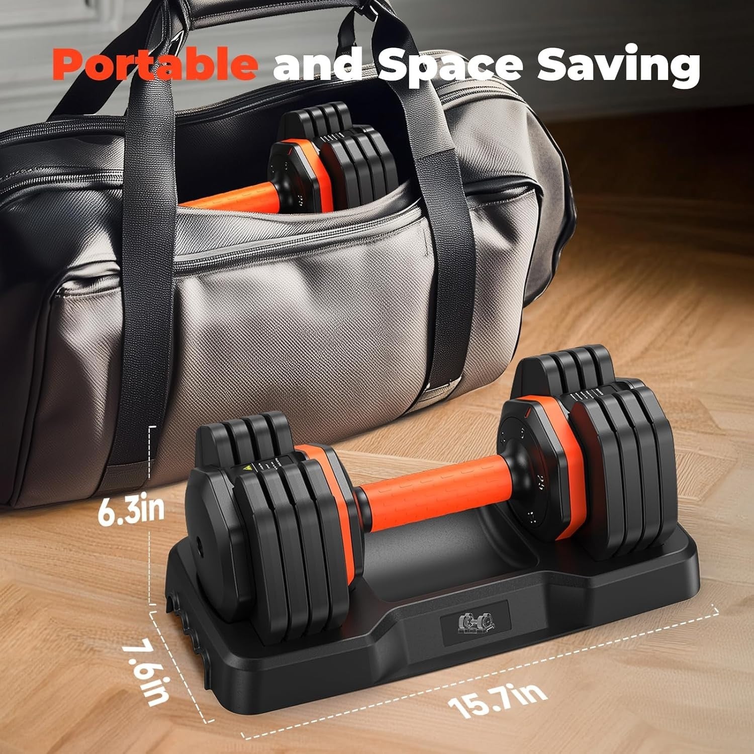 55LB Adjustable Dumbbells Set Quick Dial Space Saving Home Gym Weights