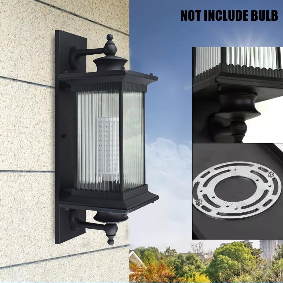 Elegant Brown Outdoor Wall Lantern, Vintage Garden Light Fixture with Glass Shad